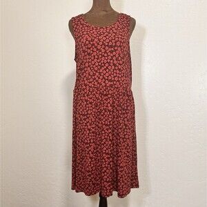 Old Navy Womens Sleeveless Midi dress Size Large Red Boho Sustainable Timeless